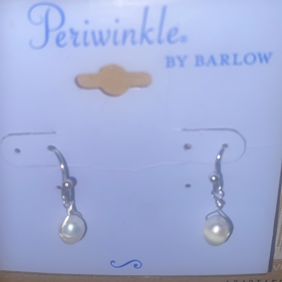 Silvertone and faux pearl hanging earrings. Hook back. NWT - Picture 8 of 8